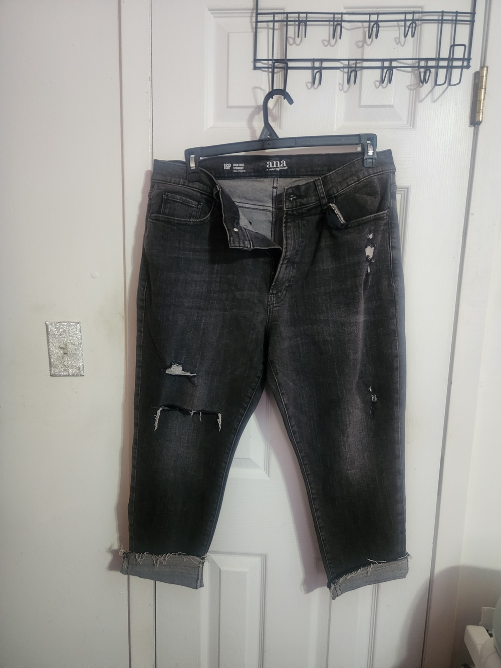 a.n.a Black Distressed Ankle Crop Jeans